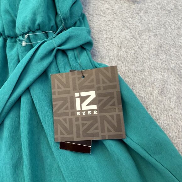 iZ Byer Dress Womens Small Blue Green Short Sleeve Mini Dress NEW - Picture 4 of 9